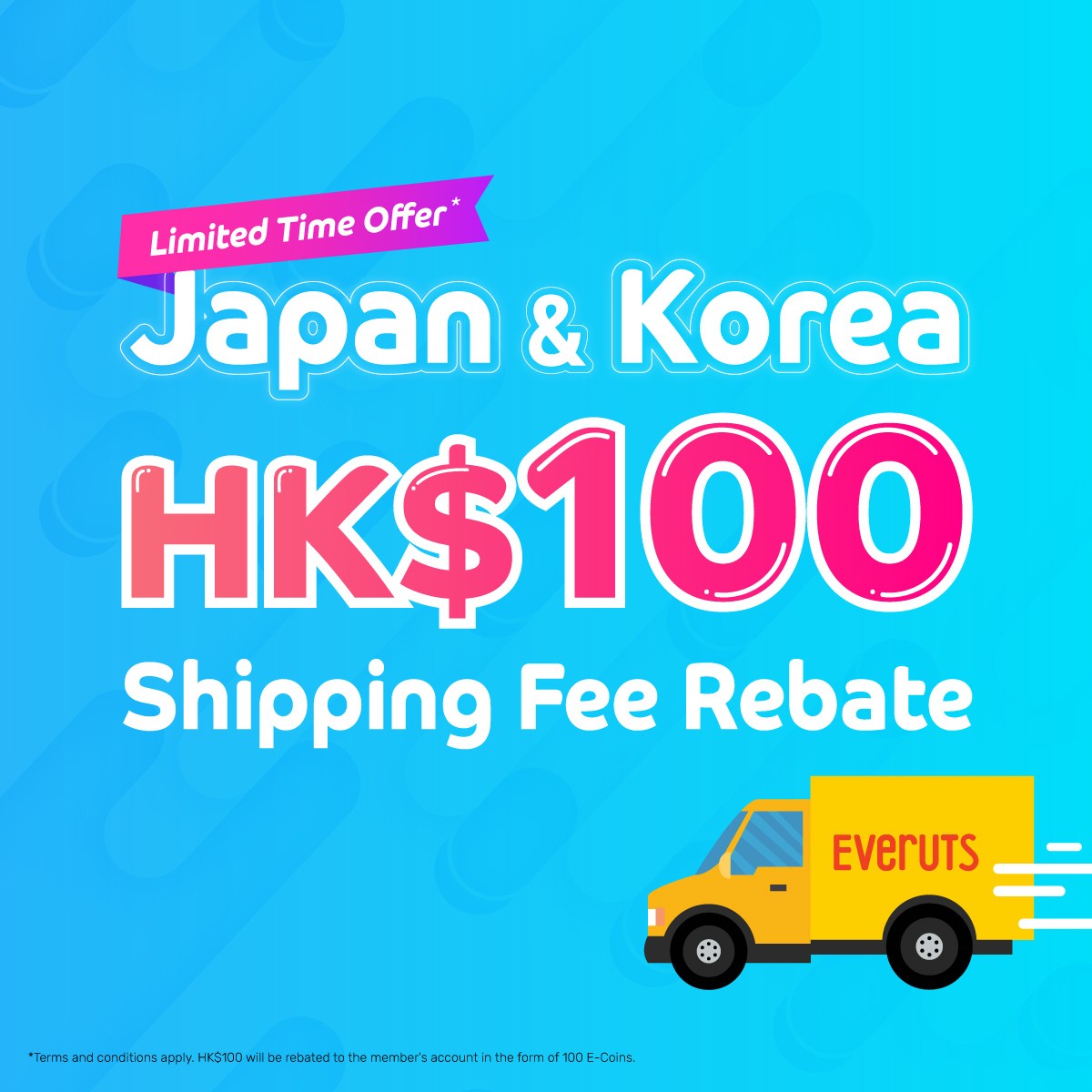 Japan & Korea HK$100 Shipping Fee Rebate